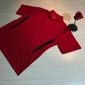 PGA Tour red Golf Polo Shirt short sleeve 3 buttons